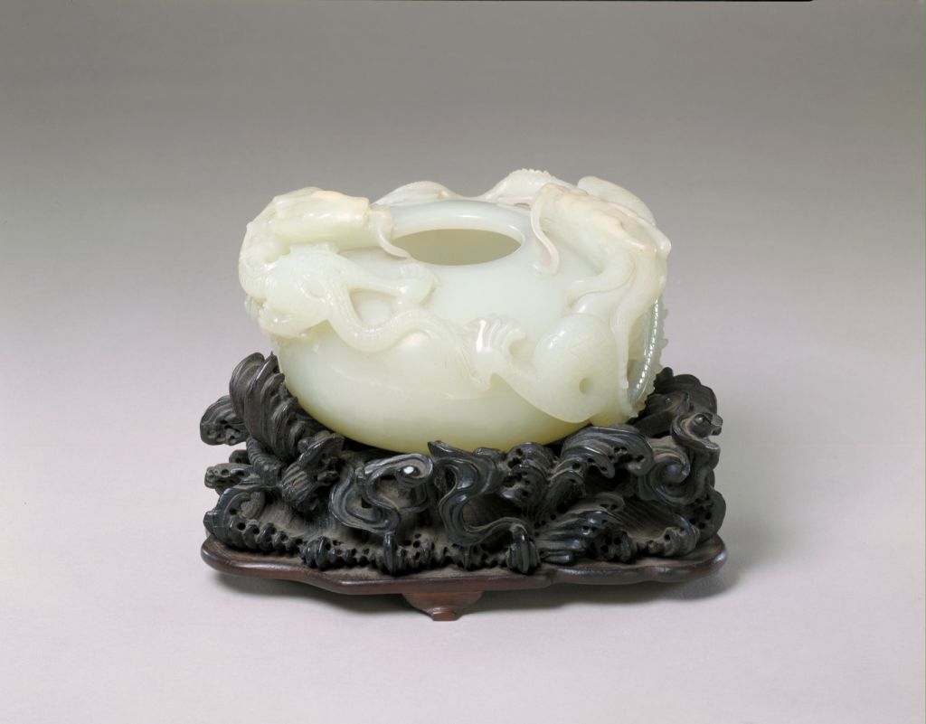 图片[1]-Blue jade double dragon pattern water cheng-China Archive